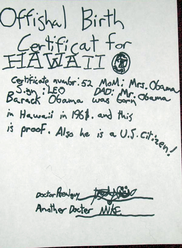 cartoon birth certificate