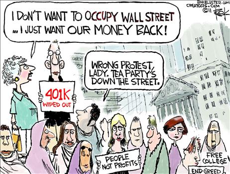 Occupy Wall Street vs Tea Party double standards cartoon